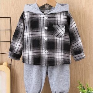Toddler plaid jacket and Sweatpants